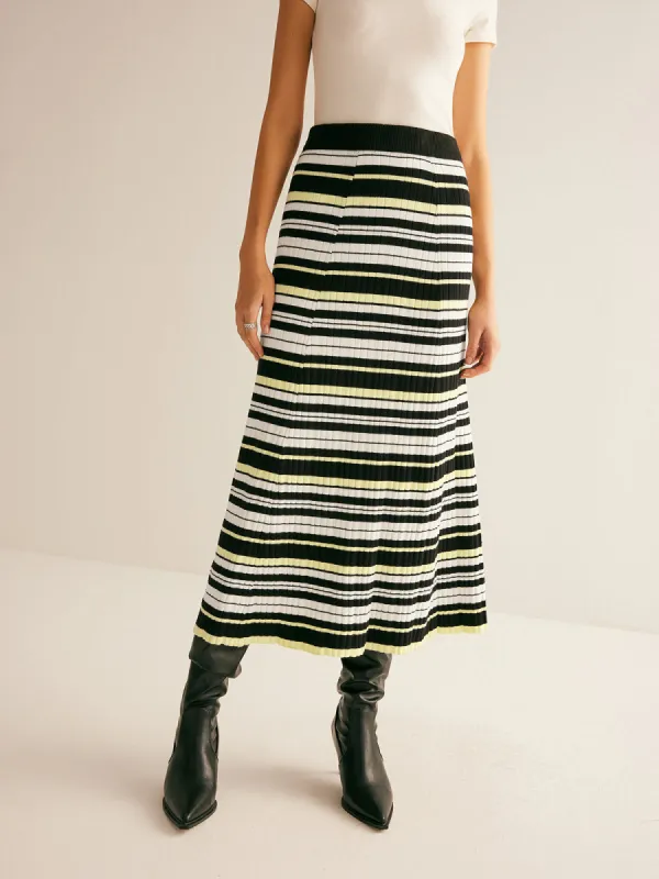 Striped Stretch Sweater Midi Skirt sold by COMMENSE