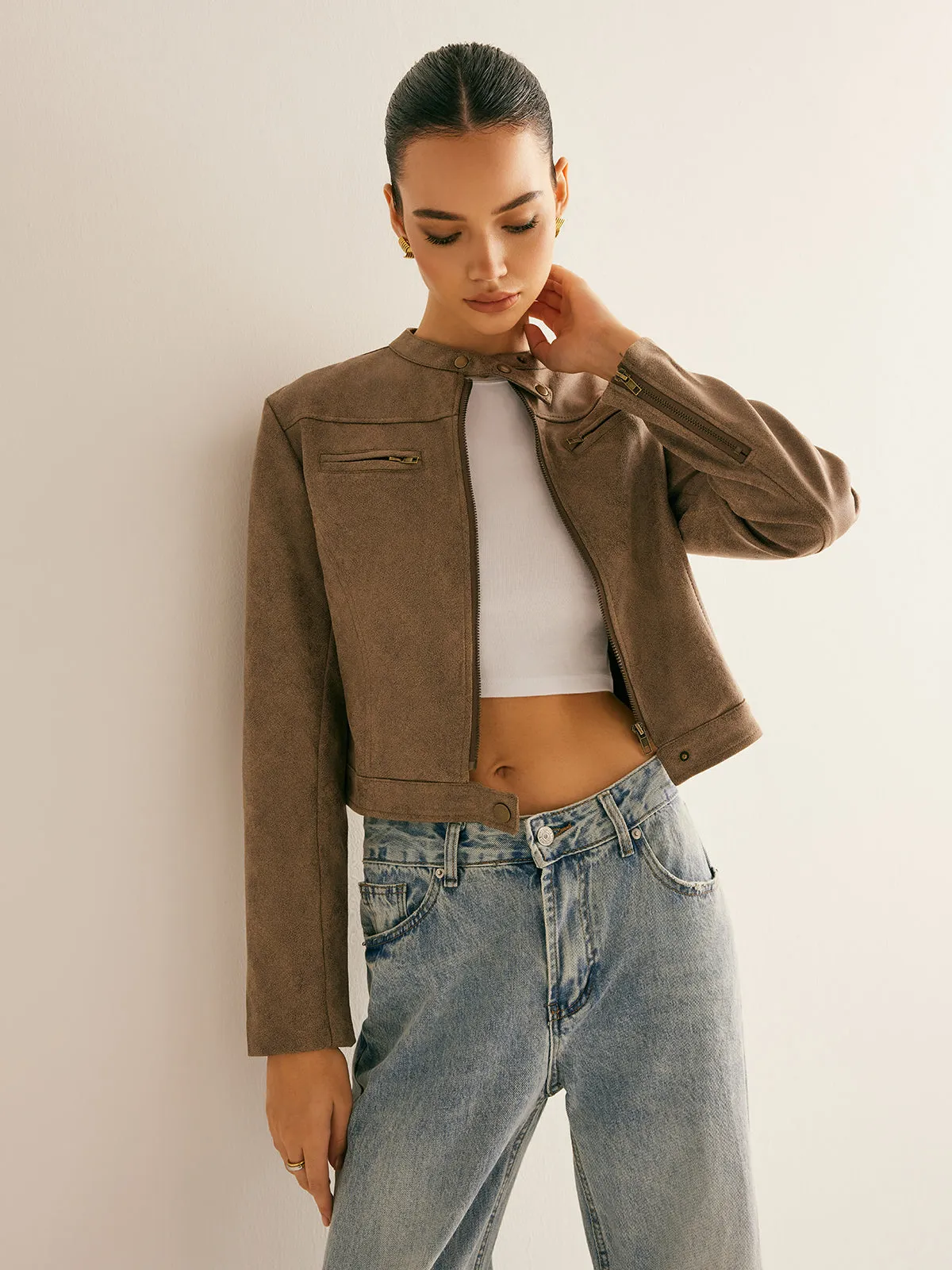 Boheme Button-Collar Zipper Jacket sold by COMMENSE product image thumbnail 3