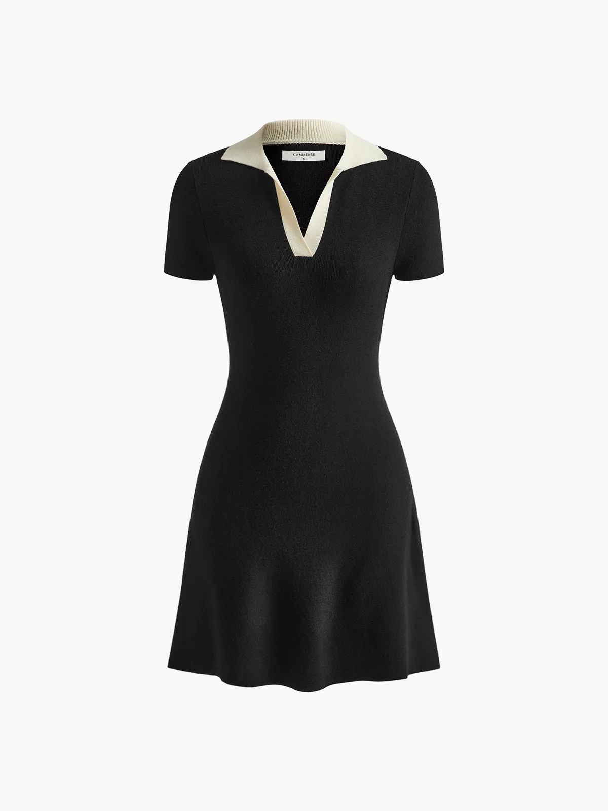 Contrast Collar Flowy Sweater Short Dress sold by COMMENSE
