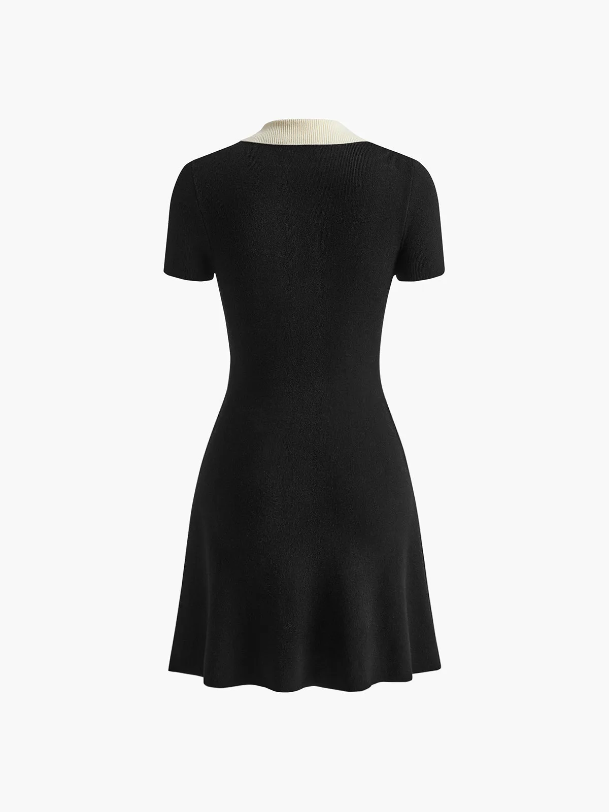 Contrast Collar Flowy Sweater Short Dress sold by COMMENSE product image thumbnail 2
