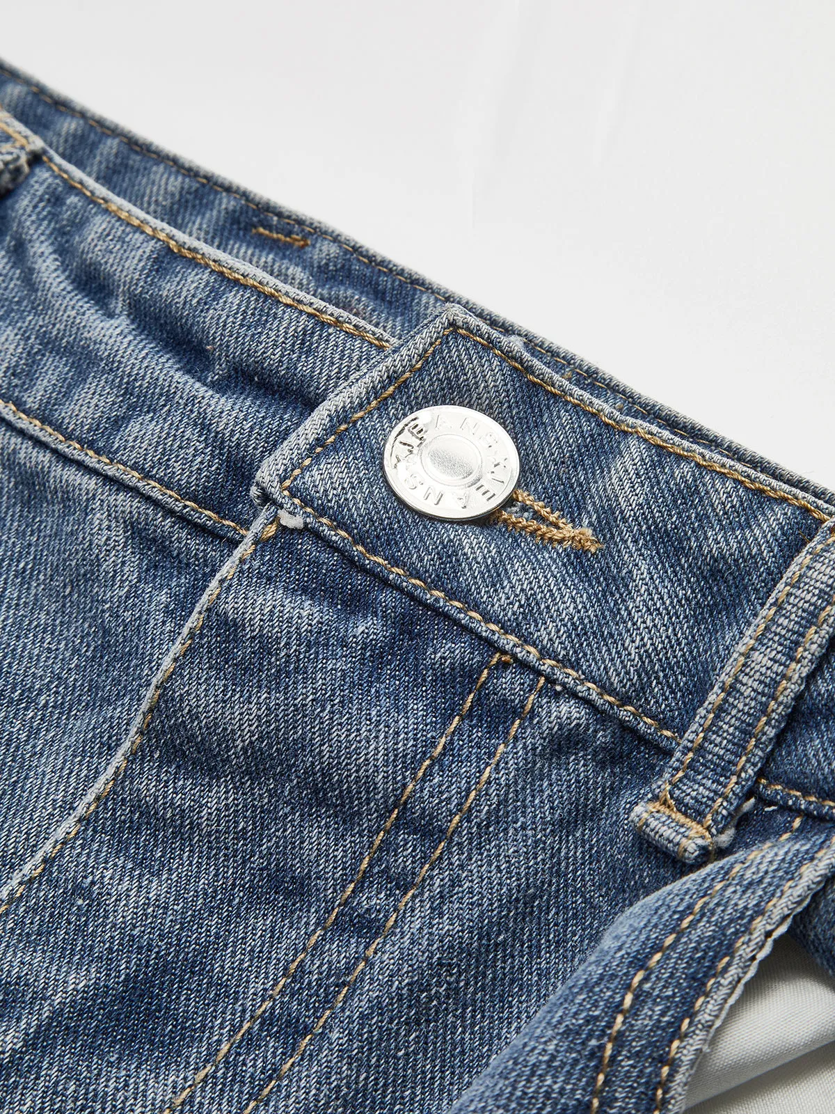 High-Waist Split Denim Midi Skirt sold by COMMENSE product image thumbnail 5