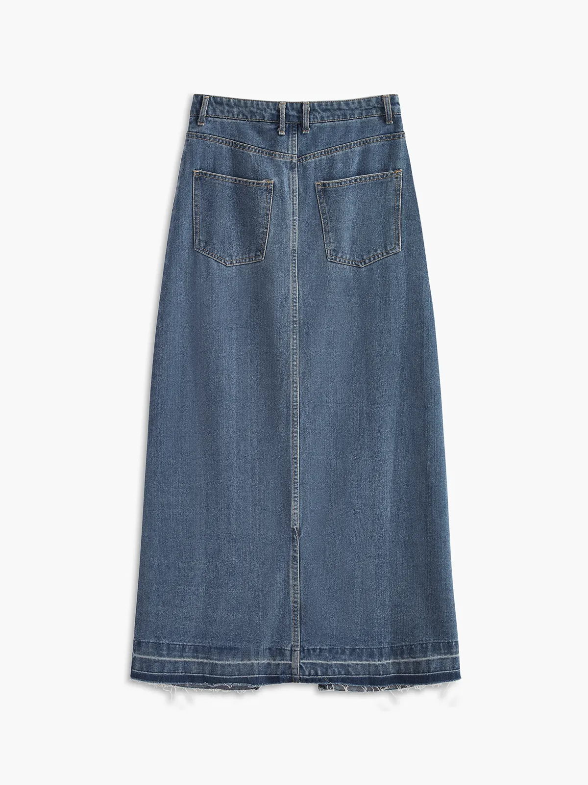 High-Waist Split Denim Midi Skirt sold by COMMENSE product image thumbnail 2