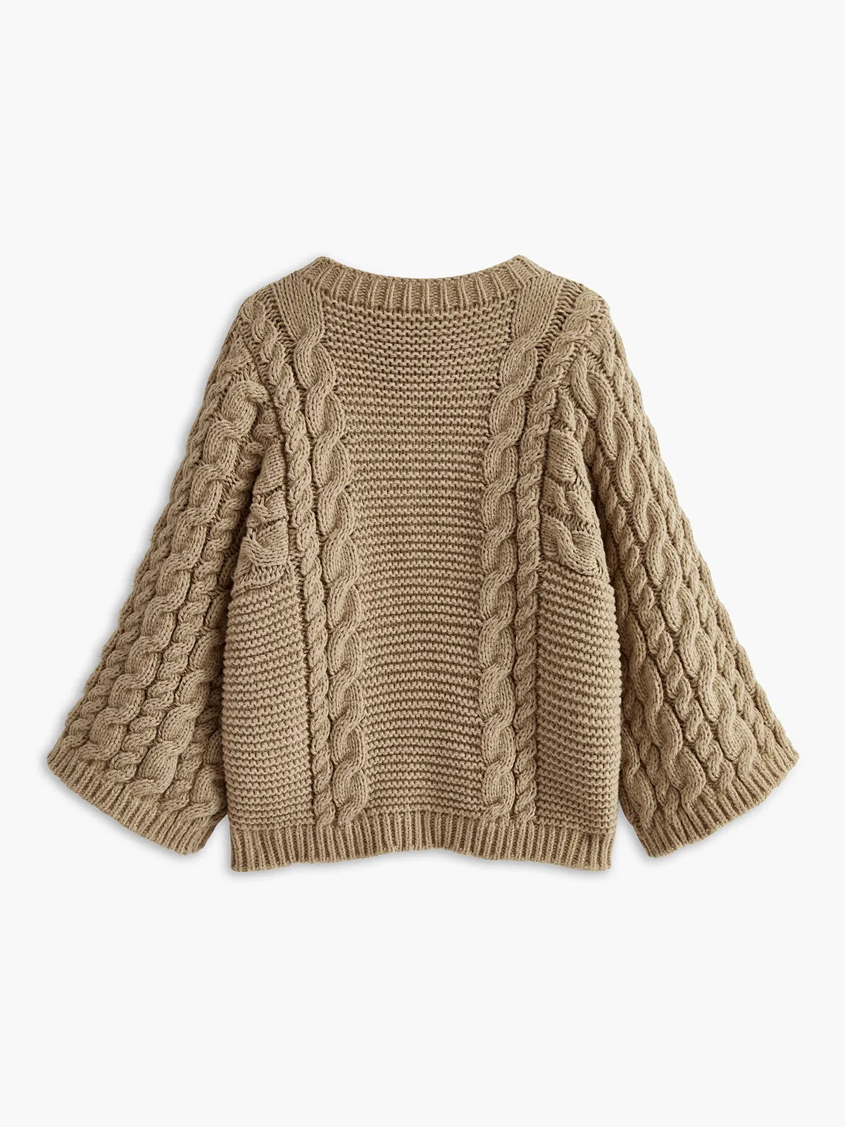 Leisure Round Neck Cable Knit Sweater sold by COMMENSE product image thumbnail 3