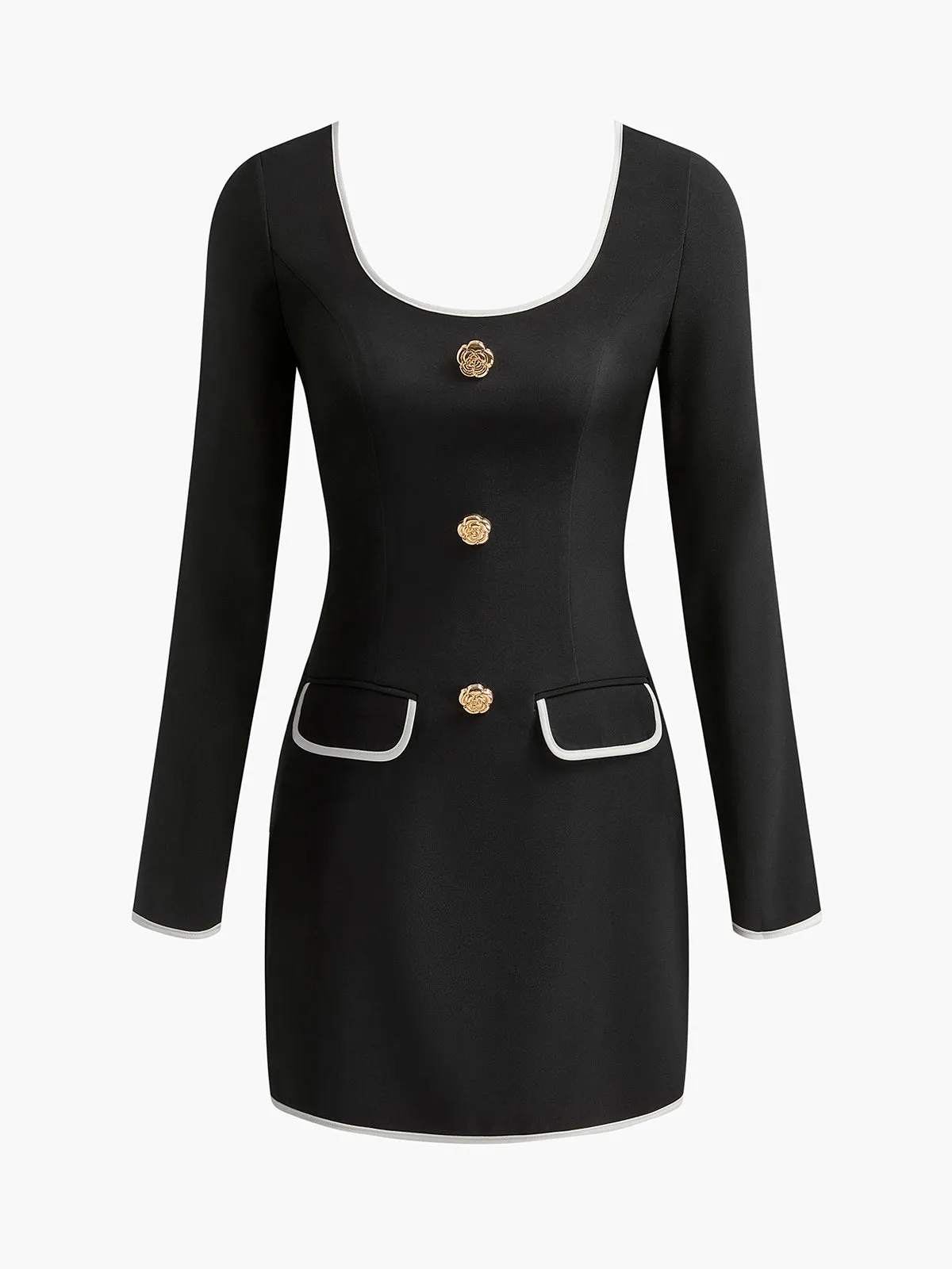 Elegant Square Neck Floral-Decor Dress sold by COMMENSE