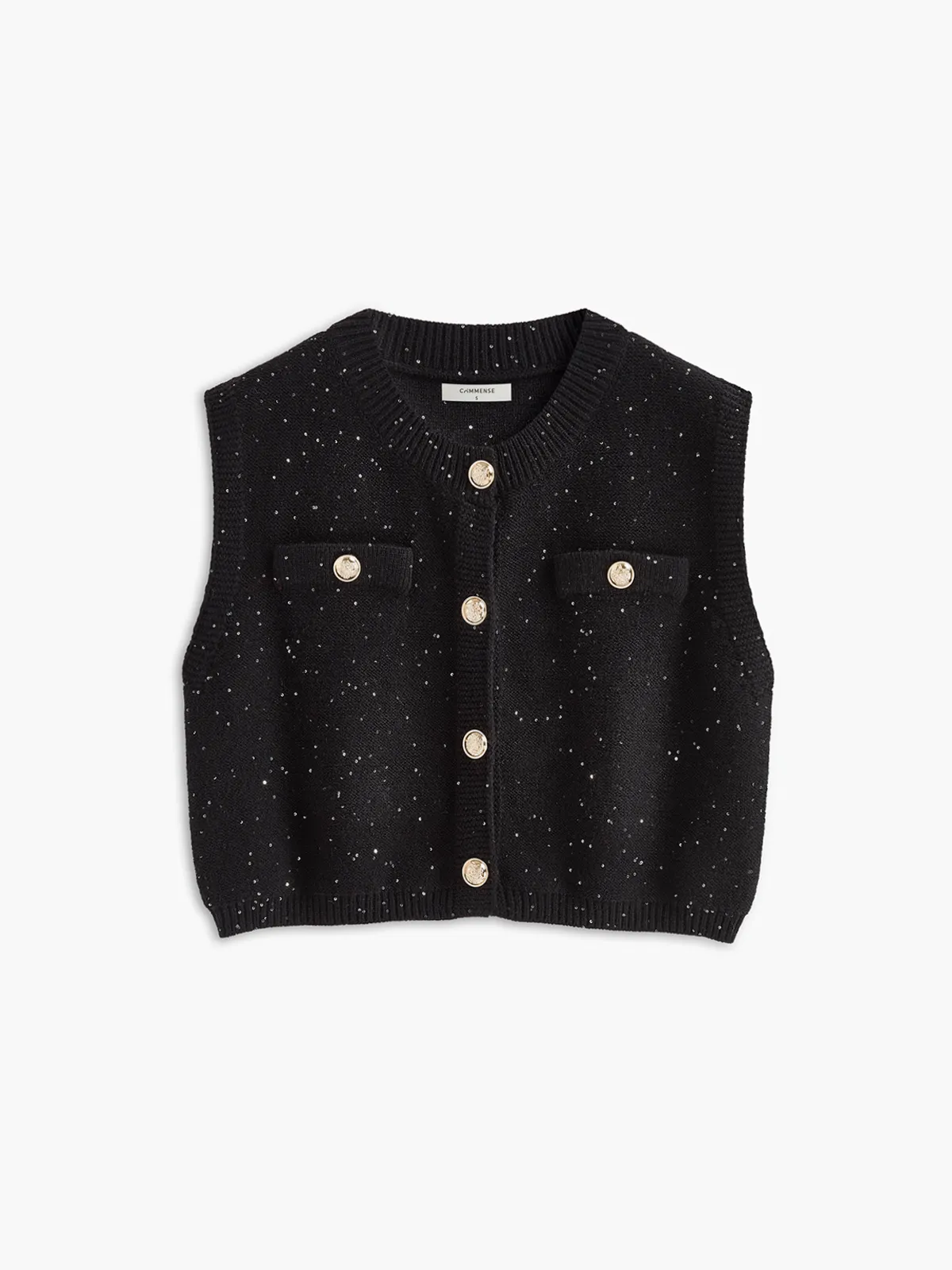 Polka Dot Decor Button Sweater Vest sold by COMMENSE