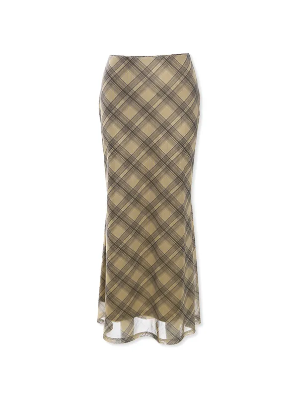 Vintage Plaid Midi Skirt sold by COMMENSE