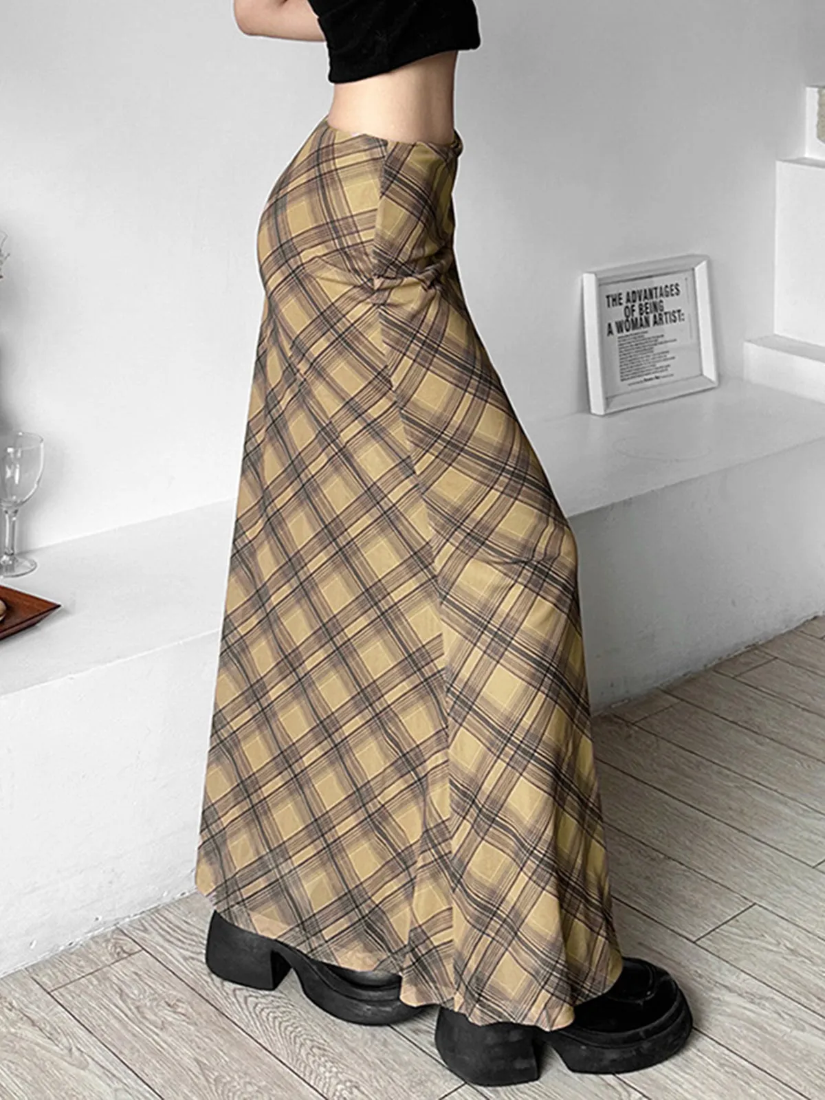 Vintage Plaid Midi Skirt sold by COMMENSE product image thumbnail 5