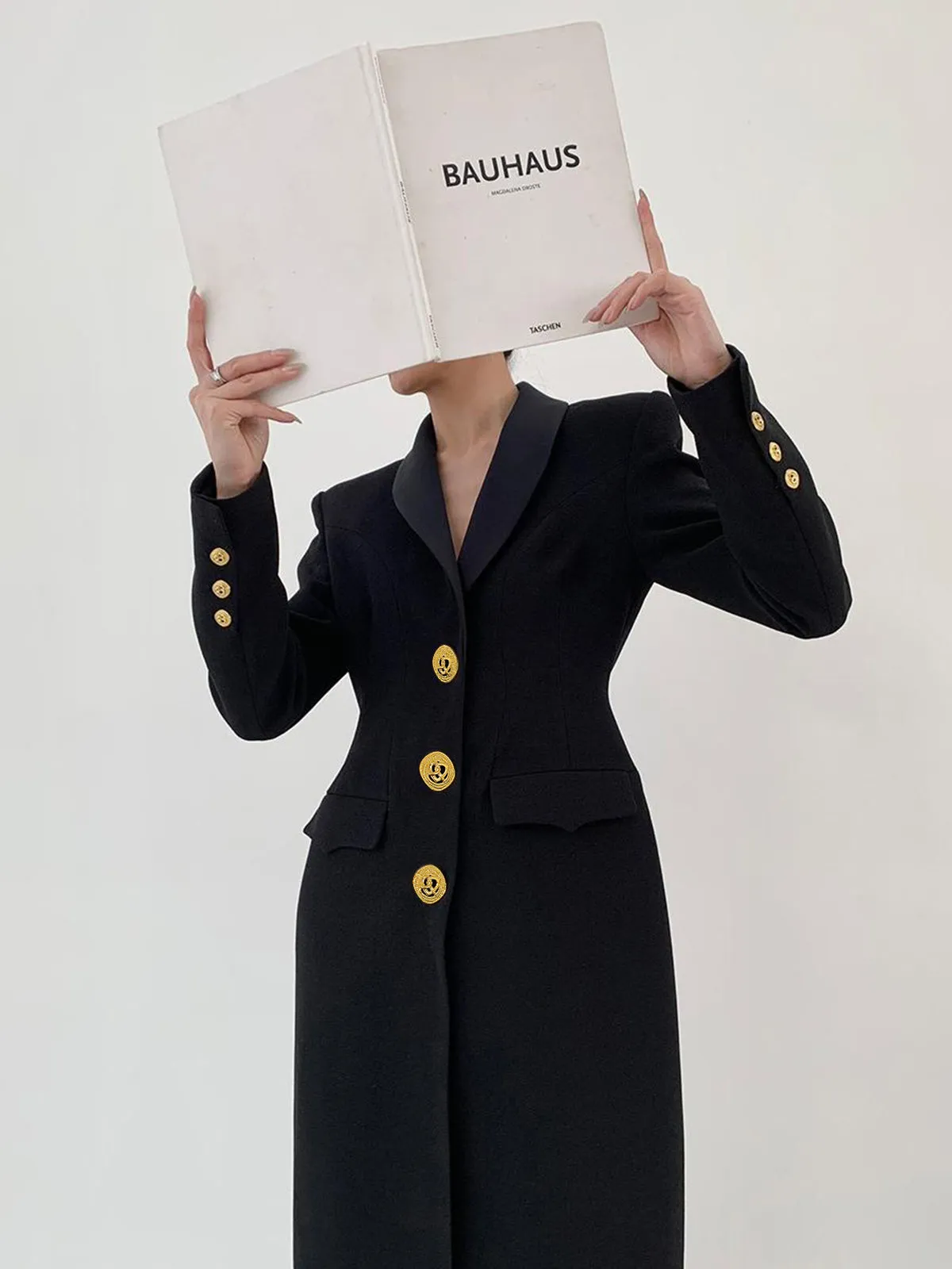 Tweed Button Slit Wool Long Coat sold by COMMENSE product image thumbnail 4