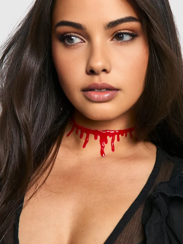 Halloween Imitation Blood Dripping Choker Necklace sold by COMMENSE
