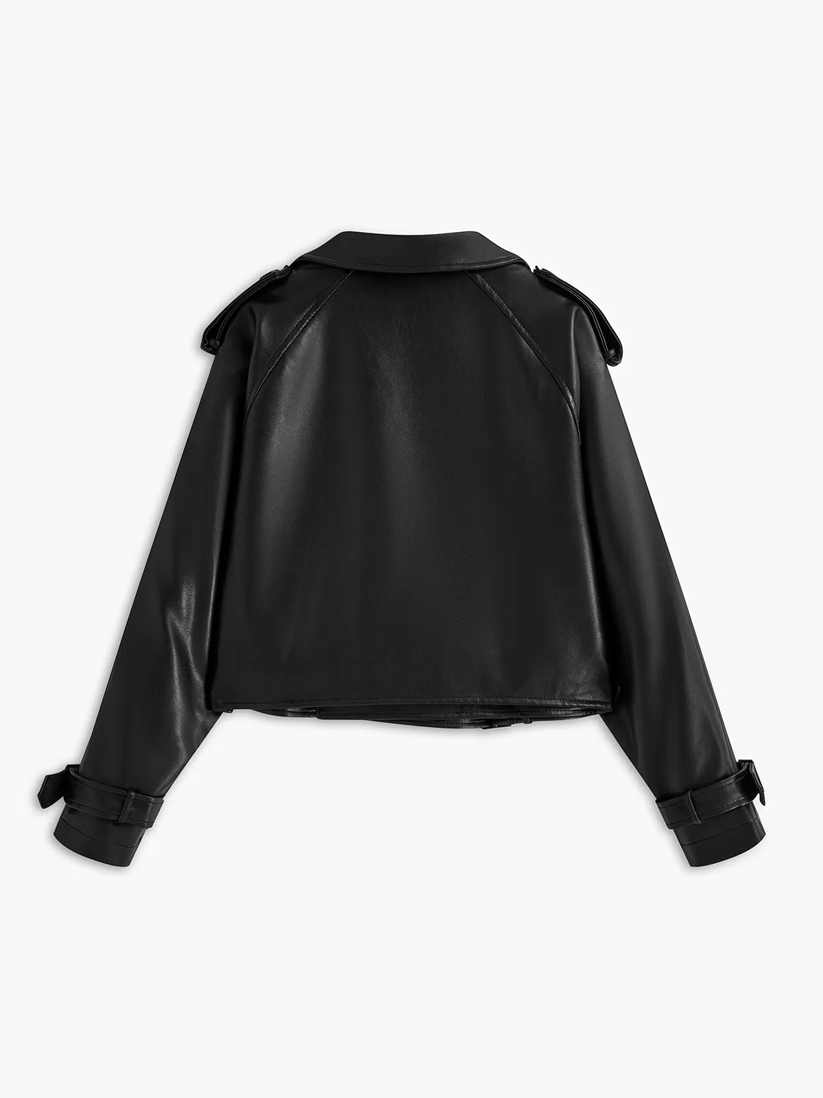 Faux Leather Buckle-Belted Jacket sold by COMMENSE product image thumbnail 2