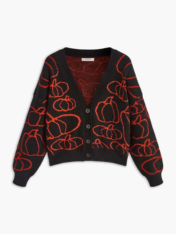 Halloween Pumpkin Pattern Cardigan sold by COMMENSE