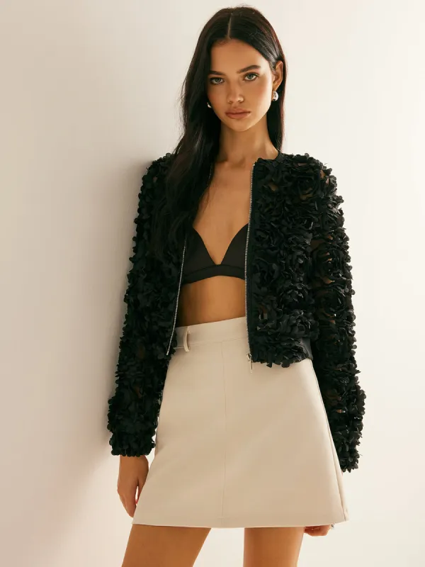 Jacquard Zipper Short Blazer sold by COMMENSE