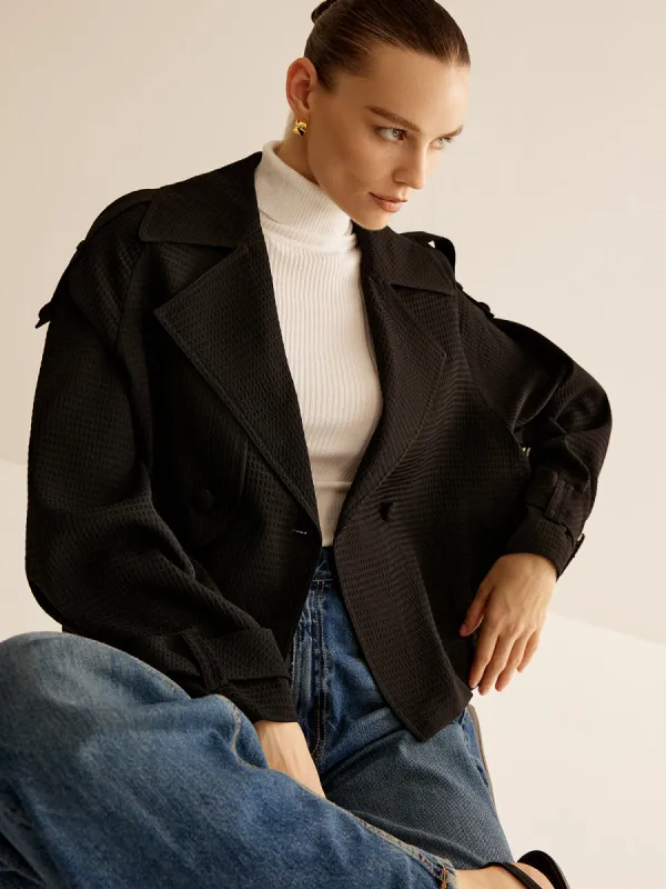 Versatile Buckle-Sleeve Short Trench Coat sold by COMMENSE