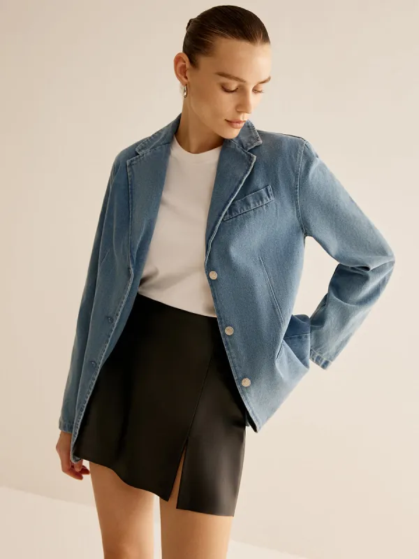 Minimalist Washed Denim Jacket sold by COMMENSE