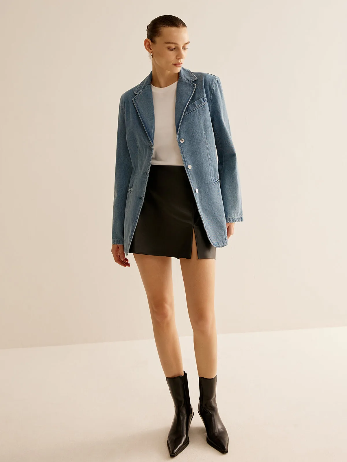 Minimalist Washed Denim Jacket sold by COMMENSE product image thumbnail 4