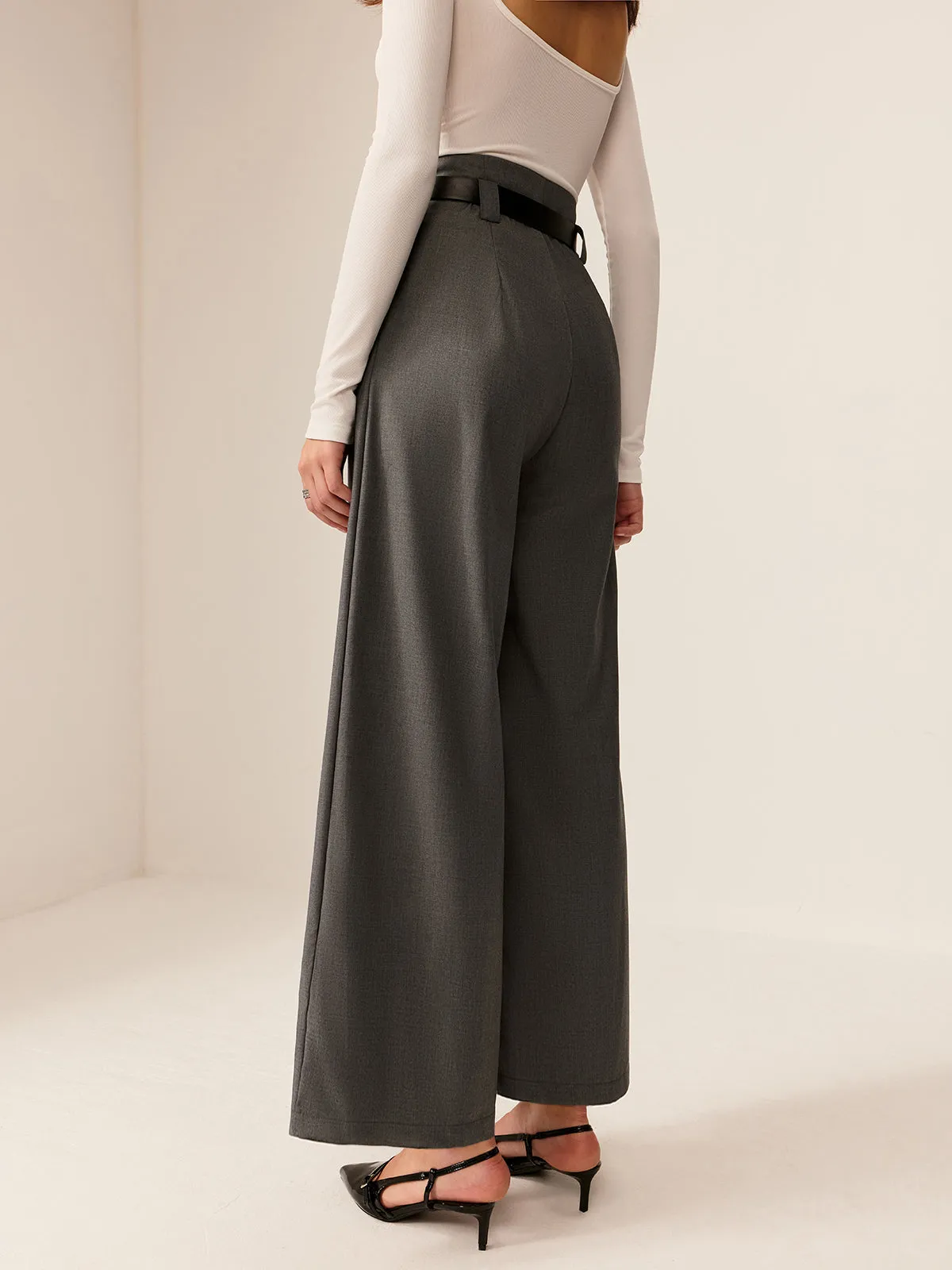 Pleated Wide-Leg Pants Without Belt sold by COMMENSE product image thumbnail 4