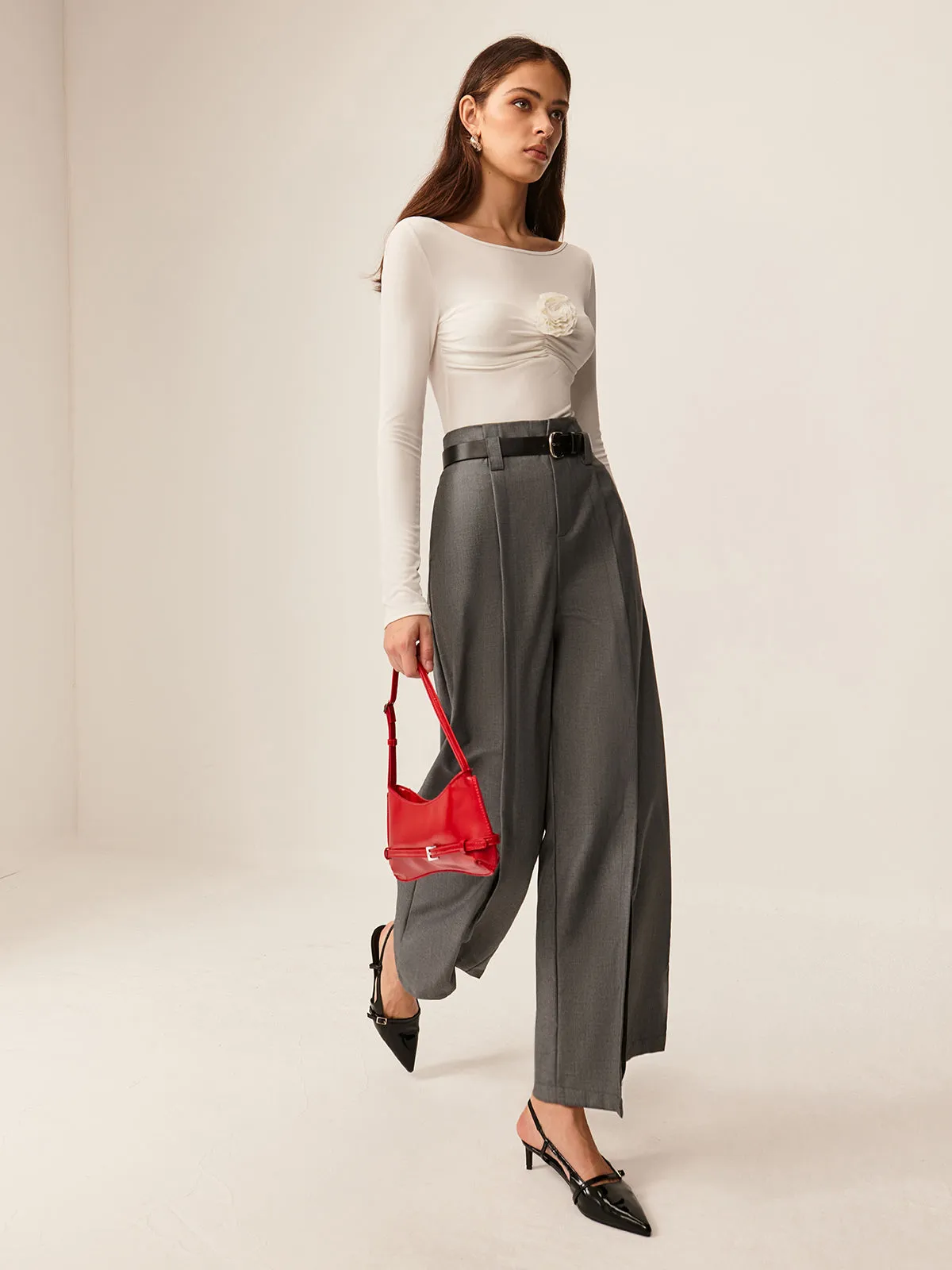 Pleated Wide-Leg Pants Without Belt sold by COMMENSE product image thumbnail 2