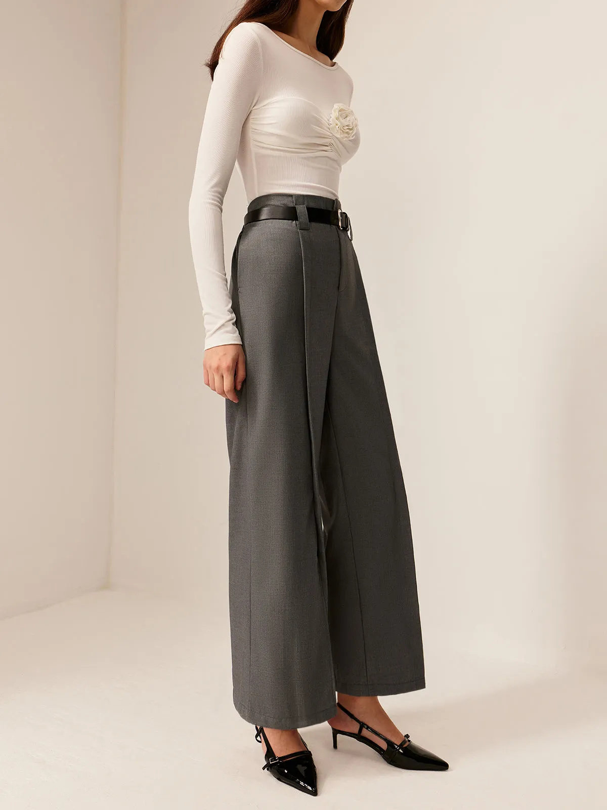 Pleated Wide-Leg Pants Without Belt sold by COMMENSE product image thumbnail 3