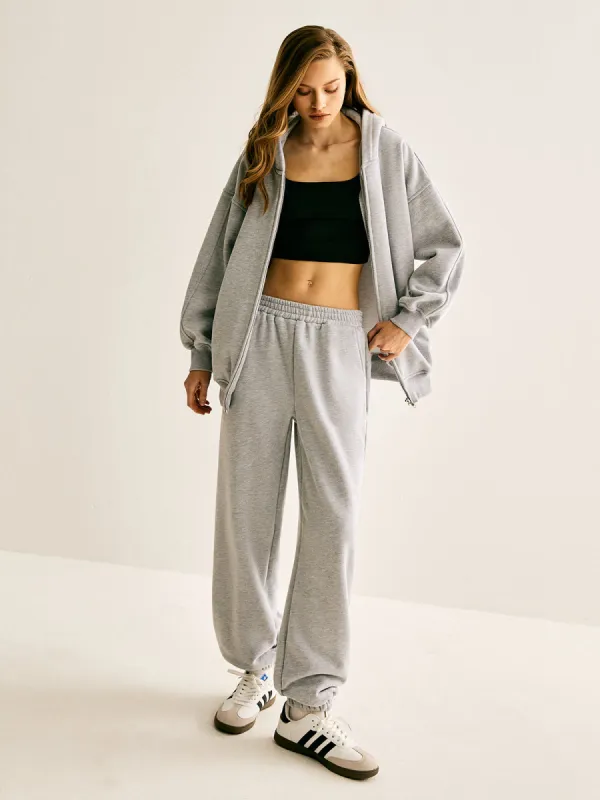 Athleisure Hooded Elastic Waist Pants Set made by COMMENSE