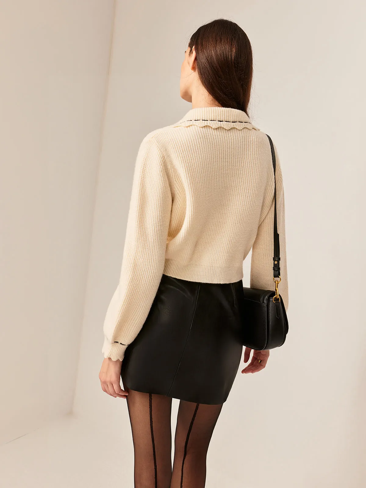 Wave Trim Lapel Cardigan sold by COMMENSE product image thumbnail 5