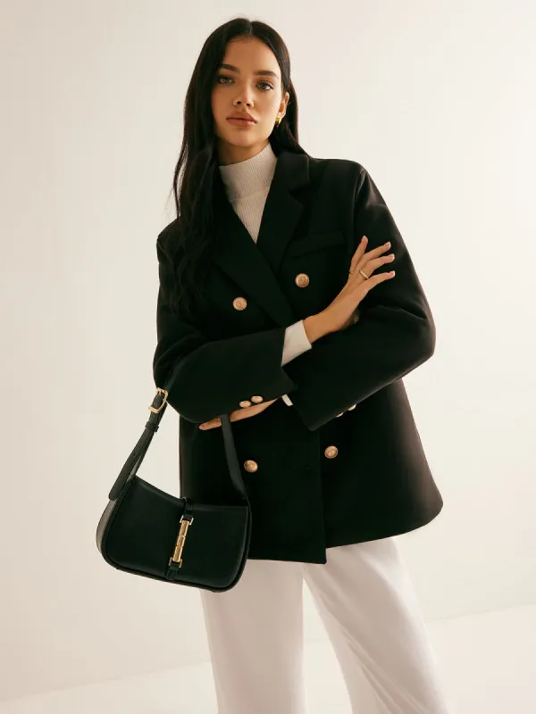 Metal-Detail Lapel Blazer sold by COMMENSE