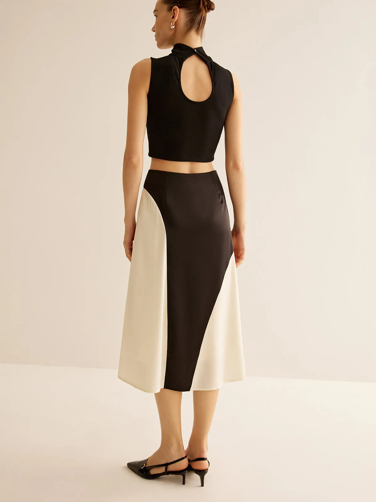 Color Block Midi Skirt sold by COMMENSE product image thumbnail 2