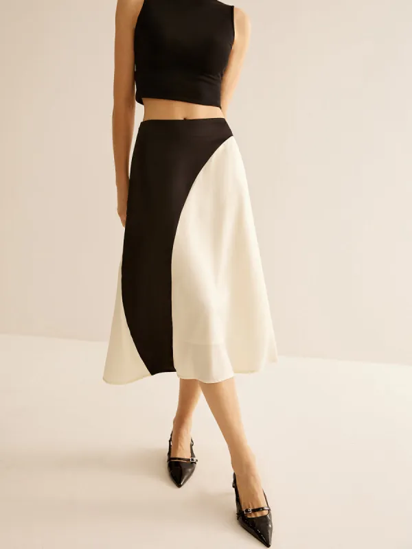 Color Block Midi Skirt sold by COMMENSE