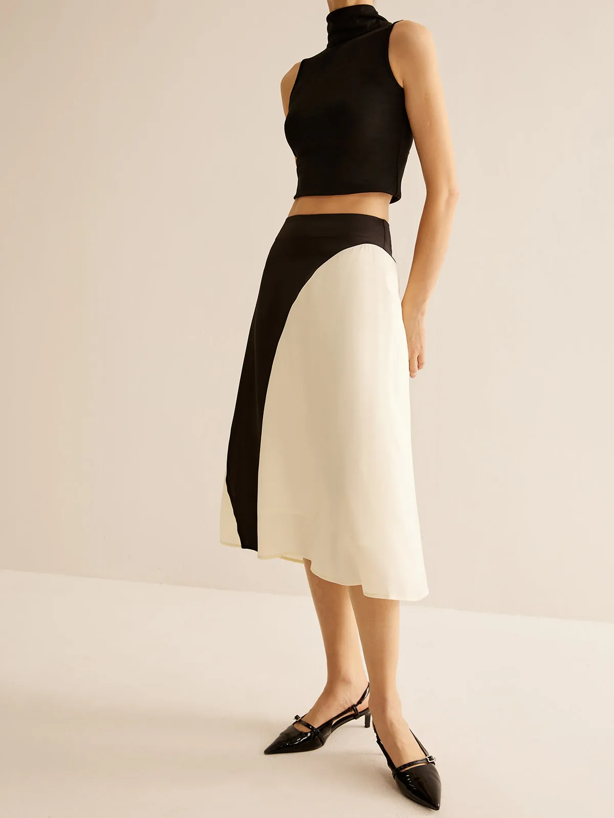 Color Block Midi Skirt sold by COMMENSE product image thumbnail 4
