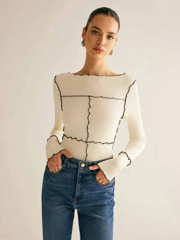 Lettuce Trim Long Sleeve Slim T-Shirt sold by COMMENSE