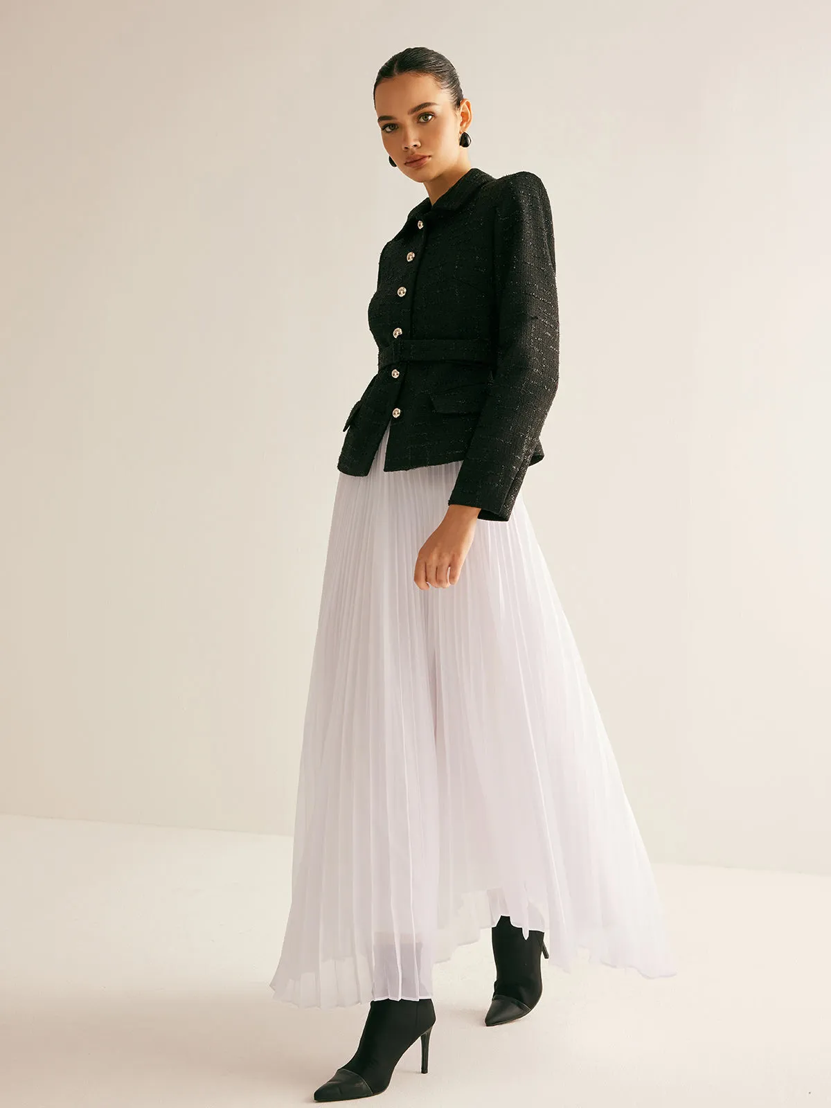 Chiffon Pleated Elastic Waist Skirt sold by COMMENSE