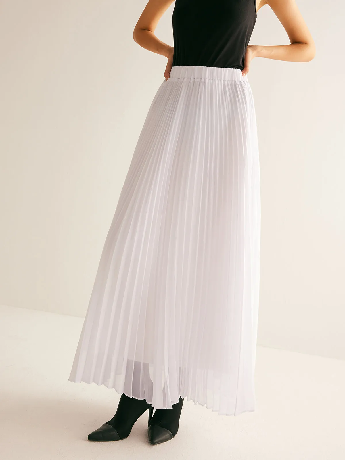 Chiffon Pleated Elastic Waist Skirt sold by COMMENSE product image thumbnail 3