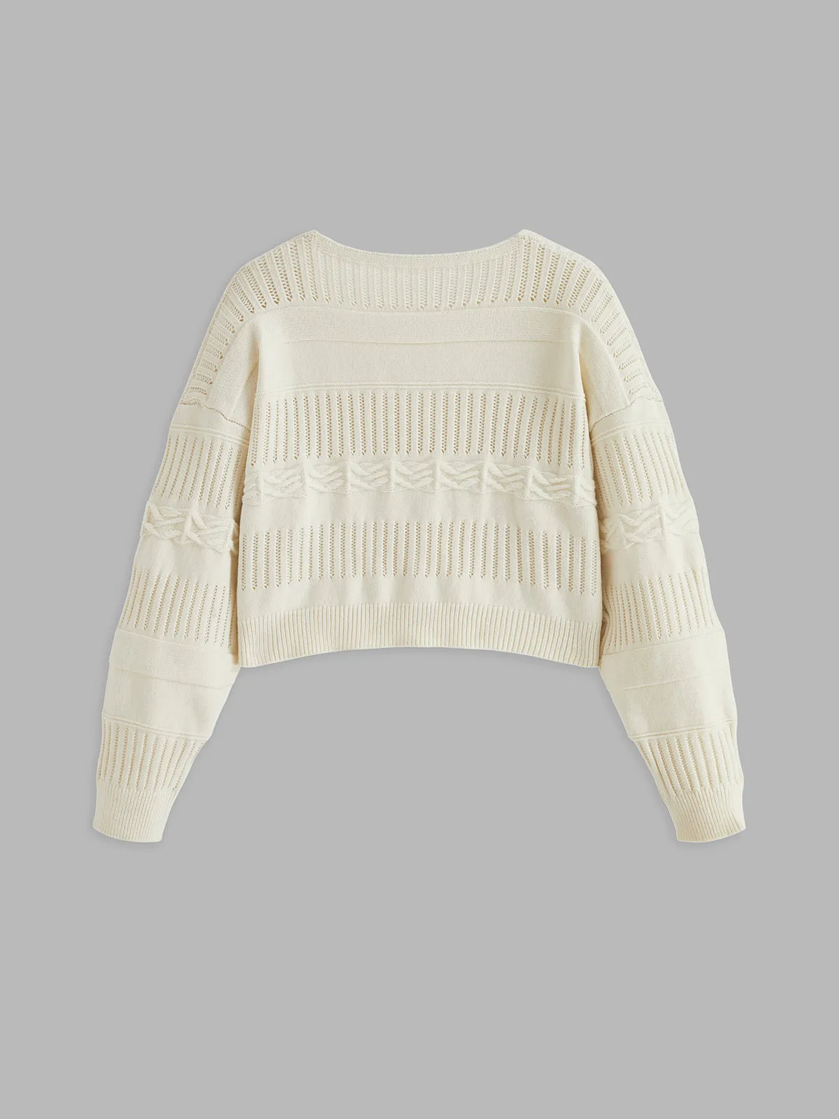 Elegant 3D Flower V-Neck Crop Sweater sold by COMMENSE product image thumbnail 2