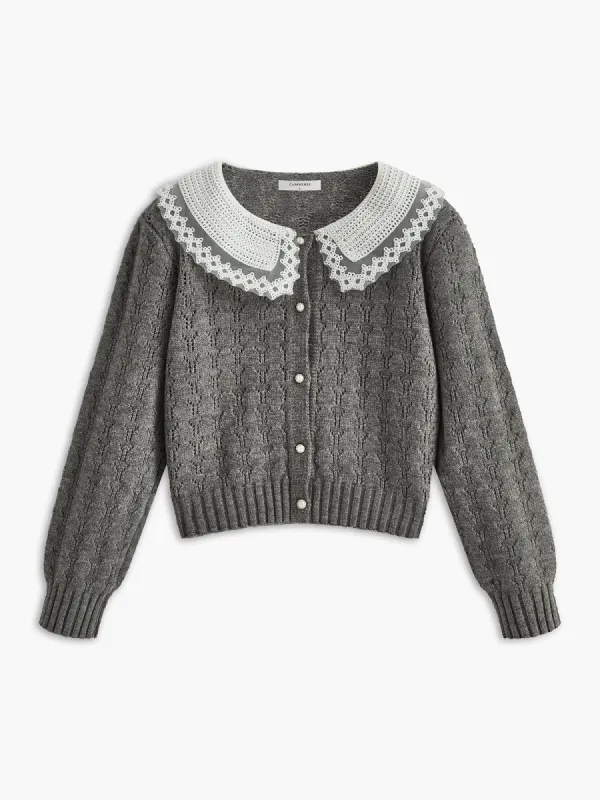 Romance Lapel Button Sweater sold by COMMENSE