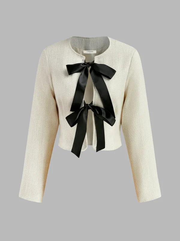 Bow Decor Short Blazer sold by COMMENSE