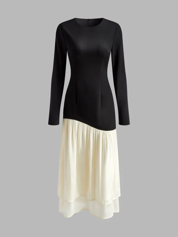 Two Tone Panel Pleated Dress sold by COMMENSE