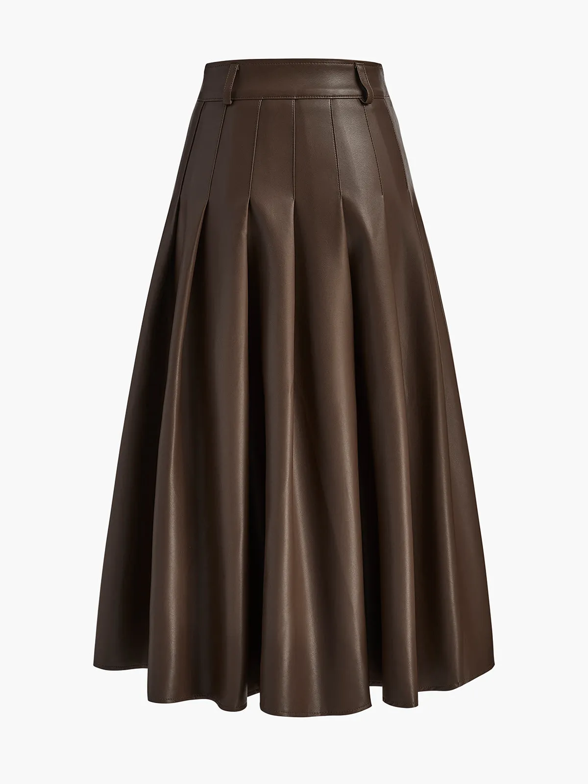 Retro Pleated PU Leather Skirt sold by COMMENSE product image thumbnail 2