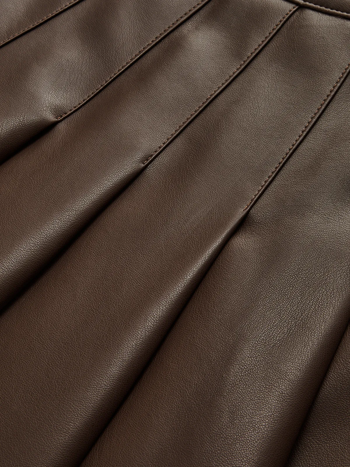 Retro Pleated PU Leather Skirt sold by COMMENSE product image thumbnail 3