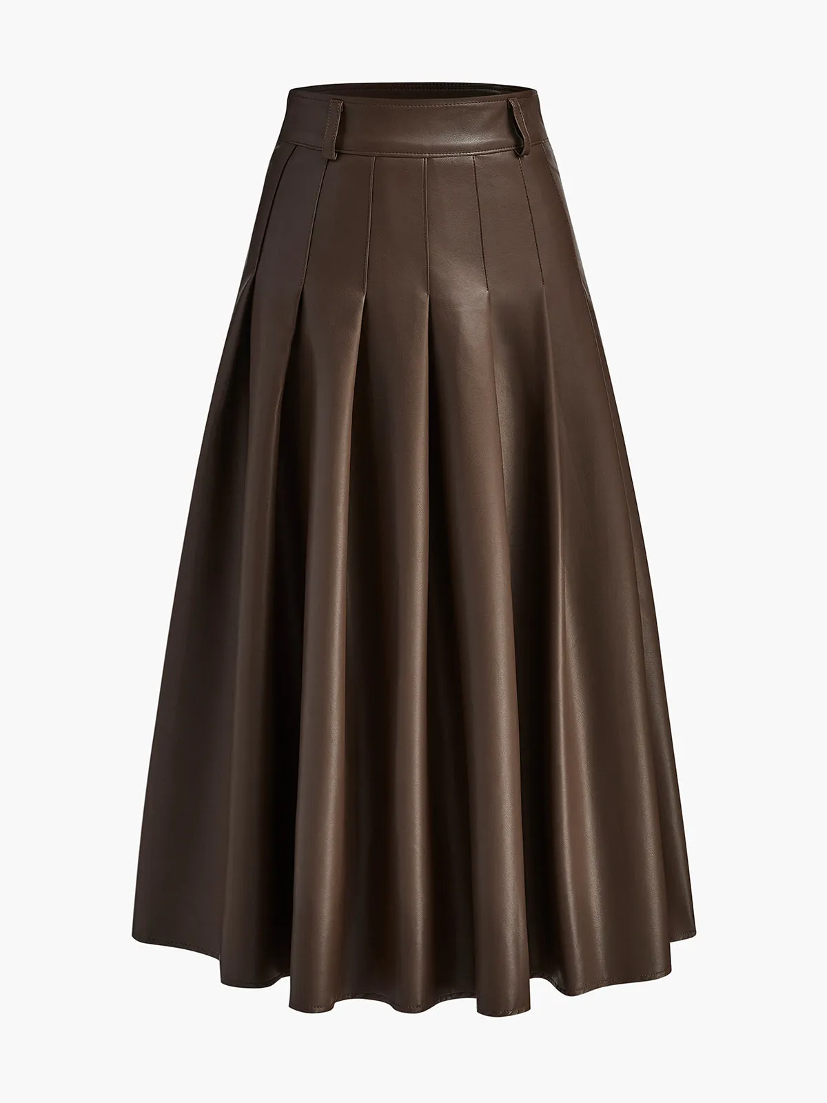Retro Pleated PU Leather Skirt sold by COMMENSE