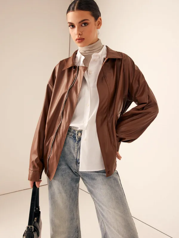 Retro Loose Motorcycle Faux Leather Jacket sold by COMMENSE