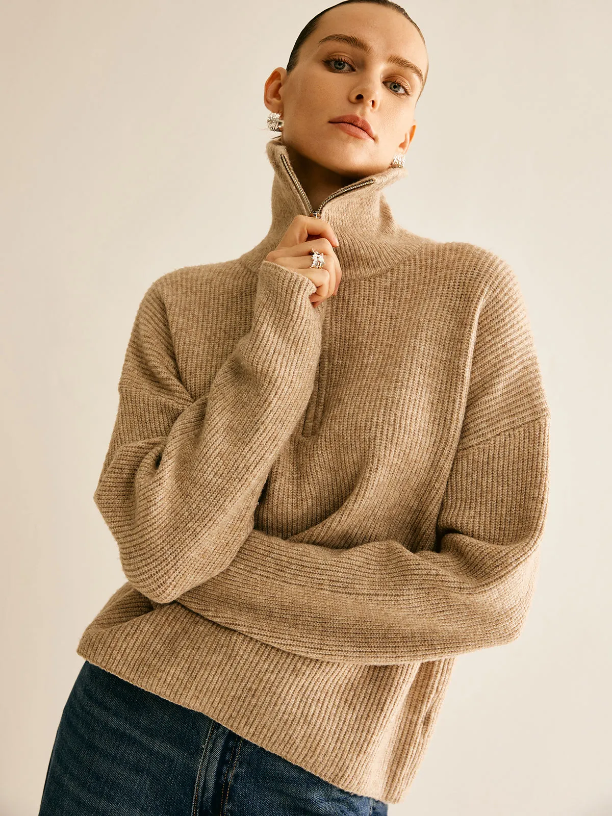 Wool-Blend Zipper Sweater Co-ord sold by COMMENSE product image thumbnail 3