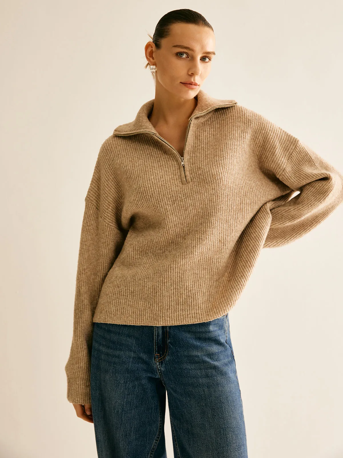 Wool-Blend Zipper Sweater Co-ord sold by COMMENSE product image thumbnail 4