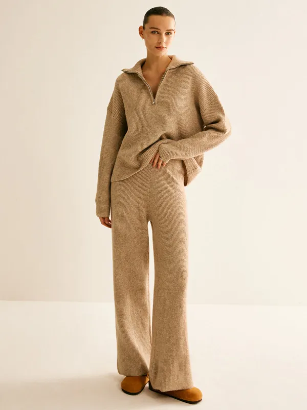 Wool-Blend Zipper Sweater Co-ord sold by COMMENSE