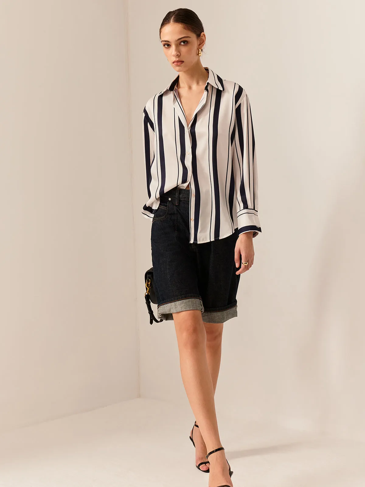 Pinstripe Breasted Thin Polo Shirt sold by COMMENSE product image thumbnail 4