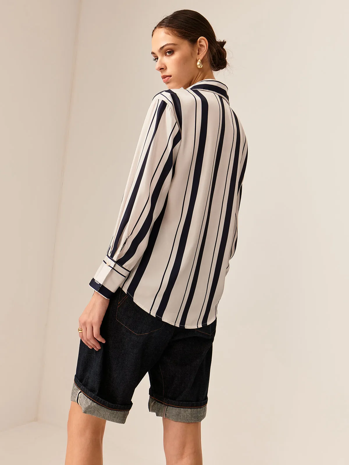 Pinstripe Breasted Thin Polo Shirt sold by COMMENSE product image thumbnail 5