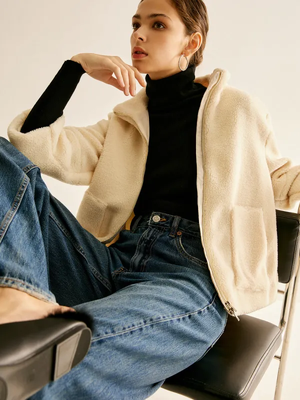 Pockets Zipper Warm Fleece Jacket sold by COMMENSE