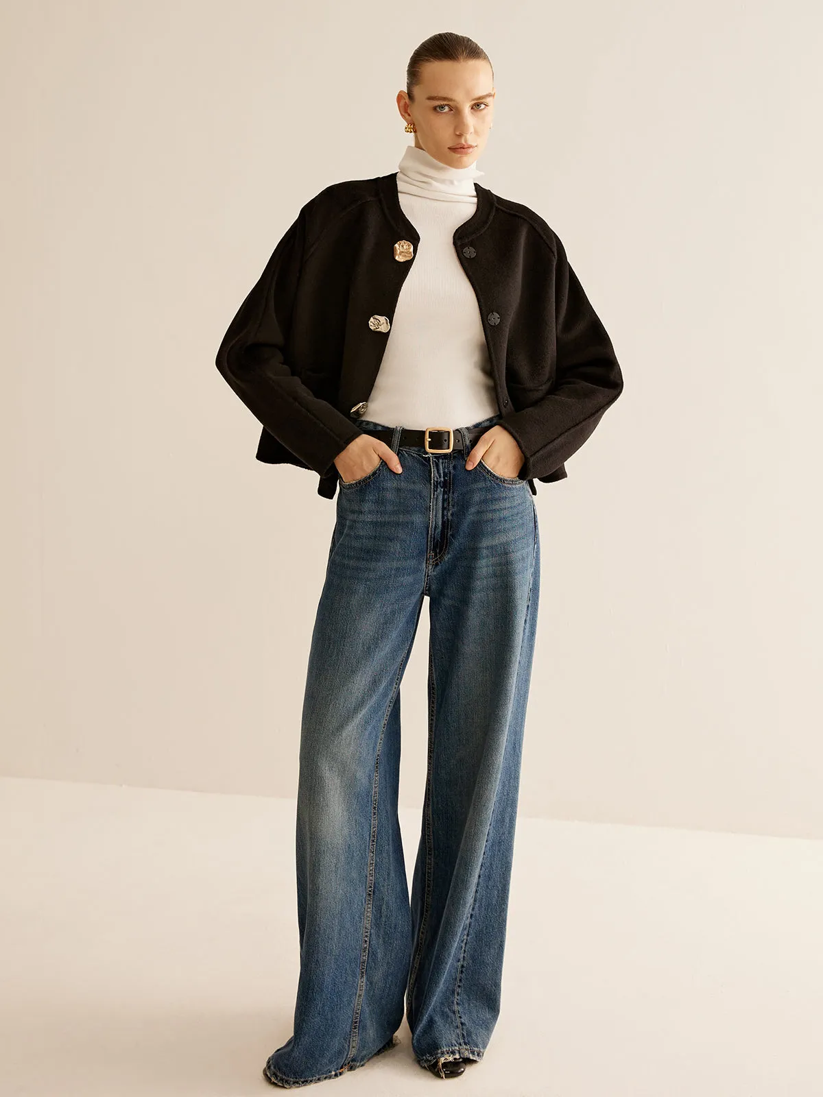 Wool-Blend Metal-Button Jacket sold by COMMENSE product image thumbnail 3