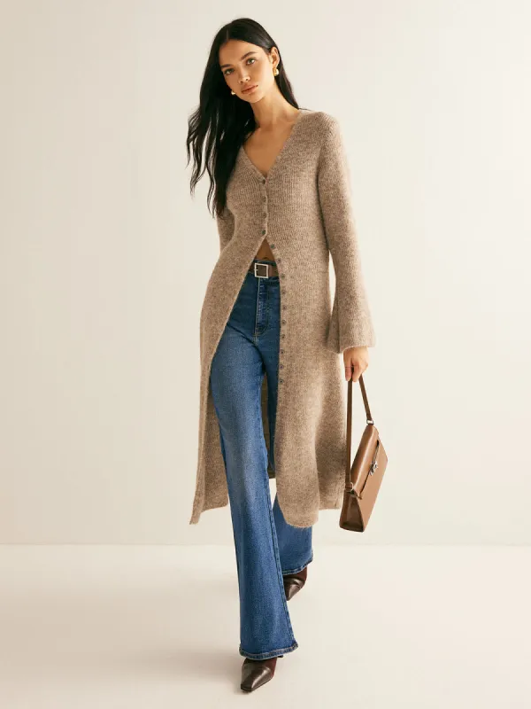 Stacking V-Neck Split Breasted Sweater Dress sold by COMMENSE