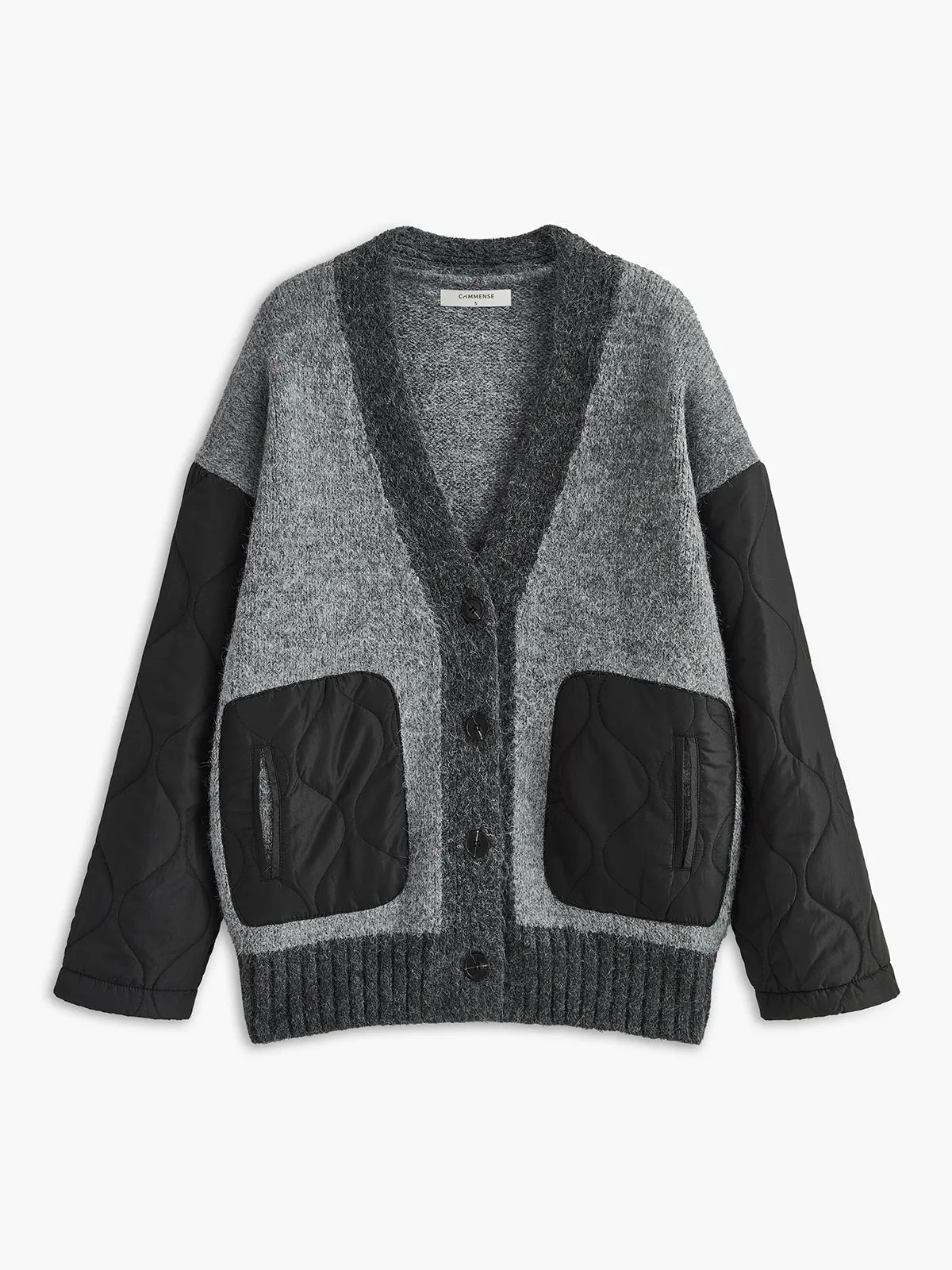 V-Neck Panel Pockets Knit Outerwear sold by COMMENSE