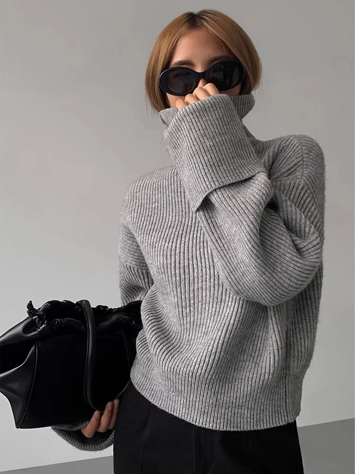 Turtleneck Ribbed Warm Sweater sold by COMMENSE product image thumbnail 5