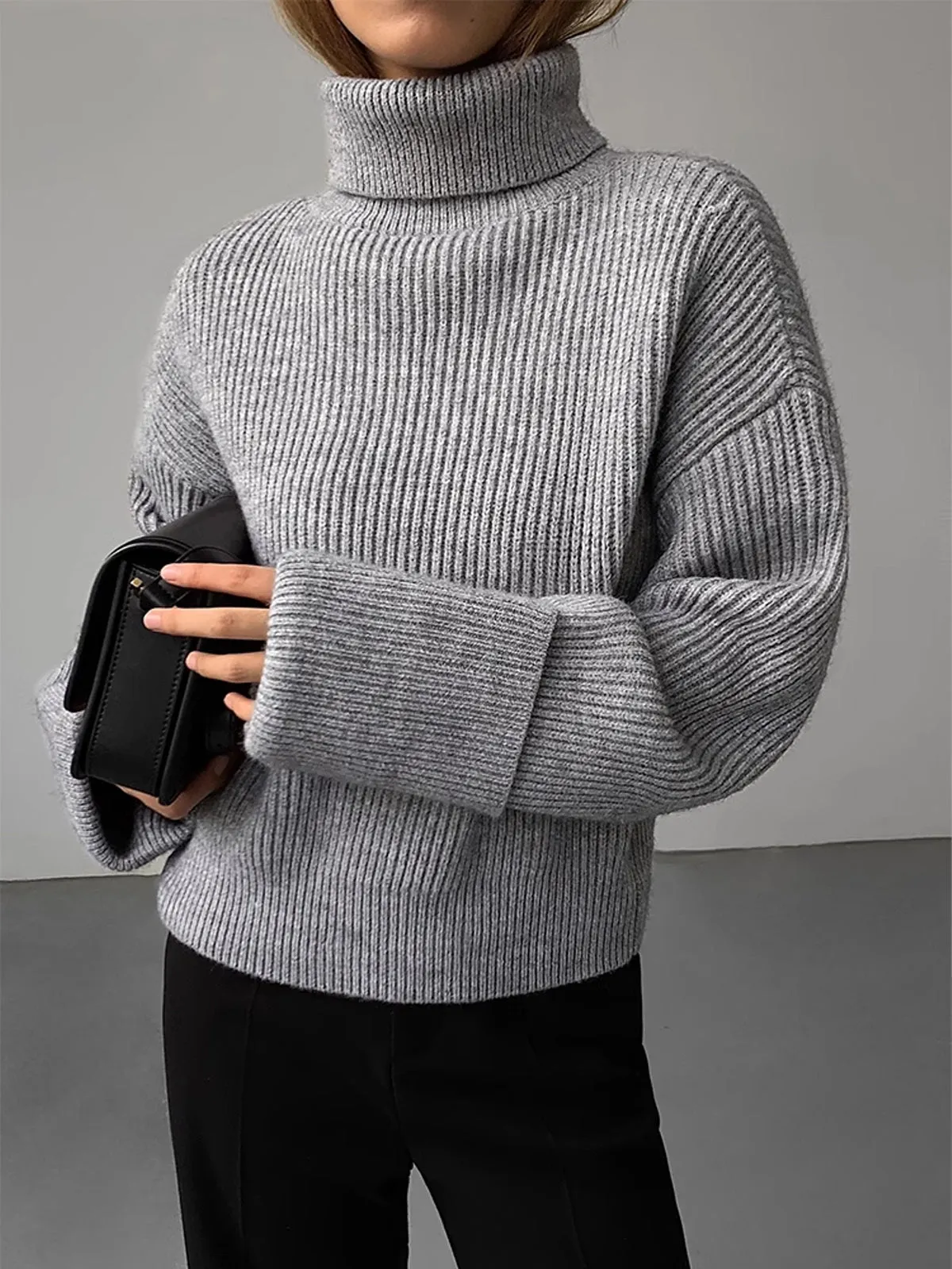 Turtleneck Ribbed Warm Sweater sold by COMMENSE